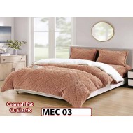 Lenjerie De Pat Cocolino Cu Blana Alba  si ELASTIC 4 piese - MEC 03