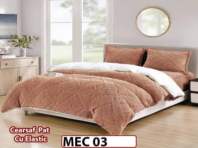 Lenjerie De Pat Cocolino Cu Blana Alba  si ELASTIC 4 piese - MEC 03