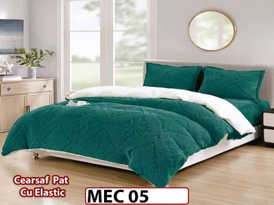 Lenjerie De Pat Cocolino Cu Blana Alba  si ELASTIC 4 piese - MEC 05