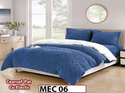 Lenjerie De Pat Cocolino Cu Blana Alba  si ELASTIC 4 piese - MEC 06