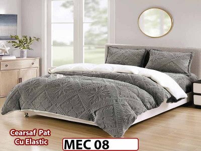 Lenjerie De Pat Cocolino Cu Blana Alba  si ELASTIC 4 piese - MEC 08