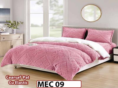 Lenjerie De Pat Cocolino Cu Blana Alba  si ELASTIC 4 piese - MEC 09