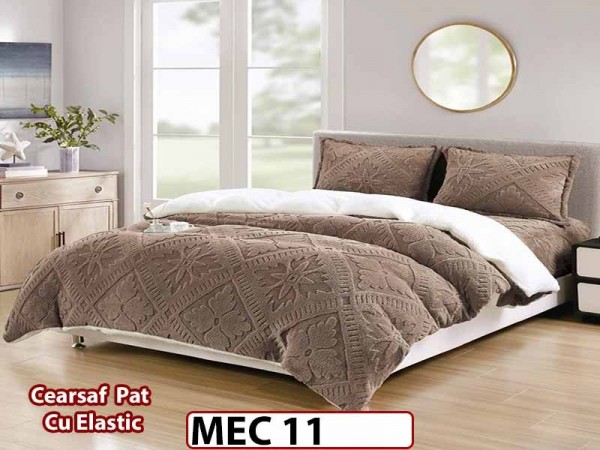 Lenjerie De Pat Cocolino Cu Blana Alba  si ELASTIC 4 piese - MEC 11