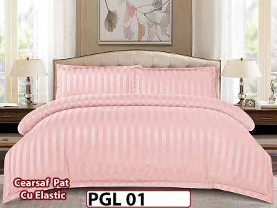 Lenjerie din damasc finet cu 4 piese, cearceaf cu elastic - PGL 01