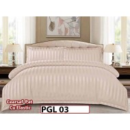 Lenjerie din damasc finet cu 4 piese, cearceaf cu elastic - PGL 03