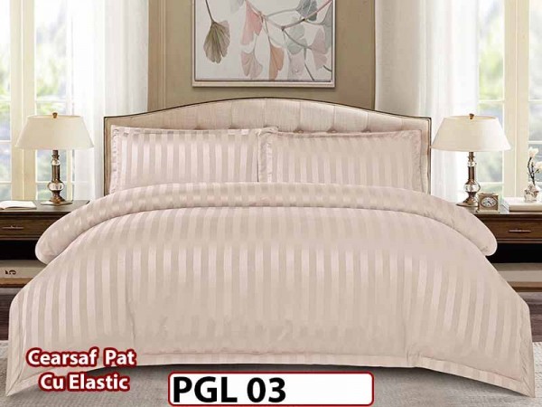 Lenjerie din damasc finet cu 4 piese, cearceaf cu elastic - PGL 03 Lenjerie din damasc finet cu 4 piese, cearceaf cu elastic - PGL 03