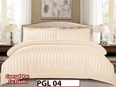 Lenjerie din damasc finet cu 4 piese, cearceaf cu elastic - PGL 04