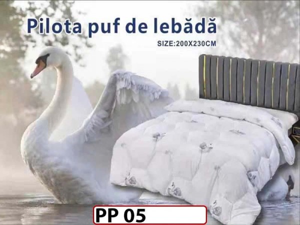 Pilota Iarna 200 x 230 Alba, Bumbac + Puf Siliconat, 2 Persoane - PP05