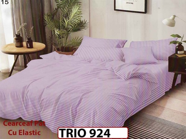 Lenjerie din damasc finetat  6 piese cearceaf cu elastic - TRIO924