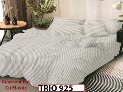 Lenjerie din damasc finetat  6 piese cearceaf cu elastic - TRIO925 Lenjerie din damasc finetat  6 piese cearceaf cu elastic - TRIO925