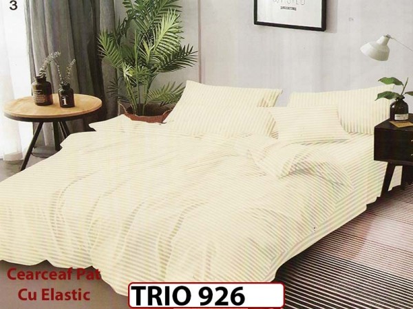 Lenjerie din damasc finetat  6 piese cearceaf cu elastic - TRIO926