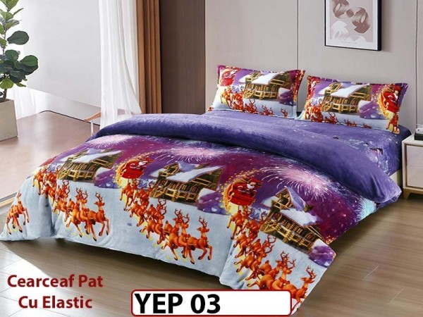 Lenjerie De Pat Cocolino 2 Persoane CU ELASTIC 4 piese - YEP 03 Lenjerie De Pat Cocolino 2 Persoane CU ELASTIC 4 piese - YEP 03