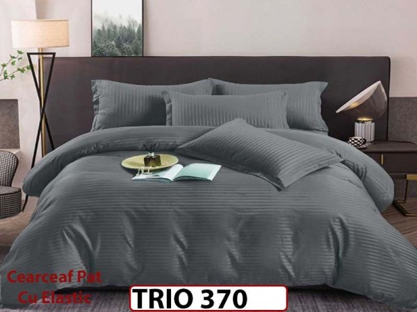Lenjerie din damasc finetat 4 piese cearceaf cu elastic - TRIO370 Lenjerie din damasc finetat 4 piese cearceaf cu elastic - TRIO370
