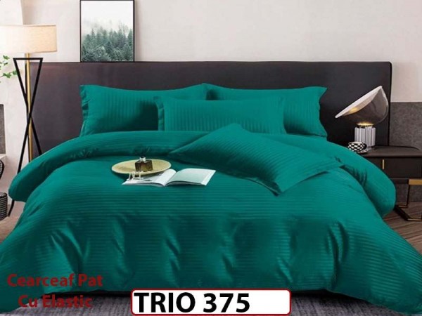 Lenjerie din damasc finetat 4 piese cearceaf cu elastic - TRIO375 Lenjerie din damasc finetat 4 piese cearceaf cu elastic - TRIO375
