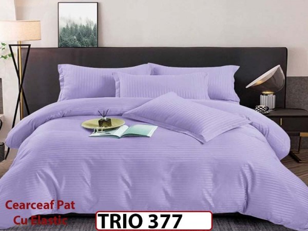 Lenjerie din damasc finetat 4 piese cearceaf cu elastic - TRIO377 Lenjerie din damasc finetat 4 piese cearceaf cu elastic - TRIO377