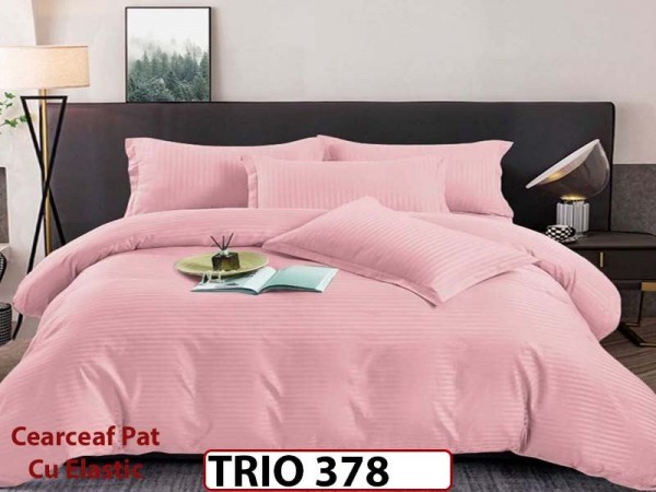 Lenjerie din damasc finetat 4 piese cearceaf cu elastic - TRIO378 Lenjerie din damasc finetat 4 piese cearceaf cu elastic - TRIO378