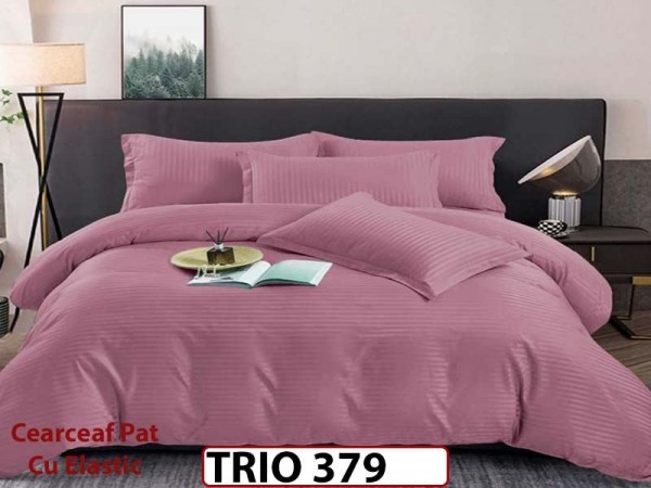 Lenjerie din damasc finetat 4 piese cearceaf cu elastic - TRIO379 Lenjerie din damasc finetat 4 piese cearceaf cu elastic - TRIO379