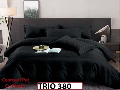 Lenjerie din damasc finetat  4 piese cearceaf cu elastic - TRIO380 Lenjerie din damasc finetat  4 piese cearceaf cu elastic - TRIO380