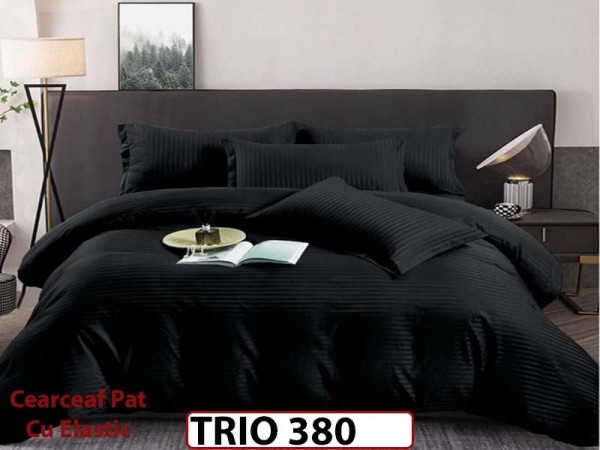 Lenjerie din damasc finetat 4 piese cearceaf cu elastic - TRIO380 Lenjerie din damasc finetat 4 piese cearceaf cu elastic - TRIO380