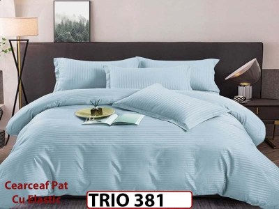 Lenjerie din damasc finetat  4 piese cearceaf cu elastic - TRIO381 Lenjerie din damasc finetat  4 piese cearceaf cu elastic - TRIO381