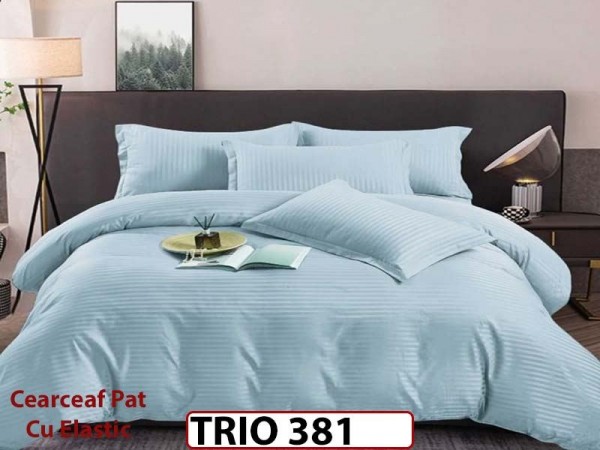 Lenjerie din damasc finetat 4 piese cearceaf cu elastic - TRIO381 Lenjerie din damasc finetat 4 piese cearceaf cu elastic - TRIO381