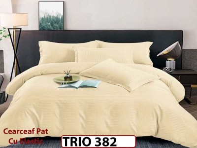 Lenjerie din damasc finetat  4 piese cearceaf cu elastic - TRIO382 Lenjerie din damasc finetat  4 piese cearceaf cu elastic - TRIO382