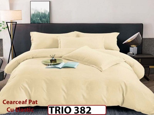 Lenjerie din damasc finetat 4 piese cearceaf cu elastic - TRIO382 Lenjerie din damasc finetat 4 piese cearceaf cu elastic - TRIO382