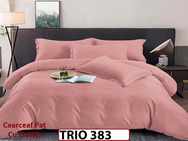 Lenjerie din damasc finetat 4 piese cearceaf cu elastic - TRIO383 Lenjerie din damasc finetat 4 piese cearceaf cu elastic - TRIO383
