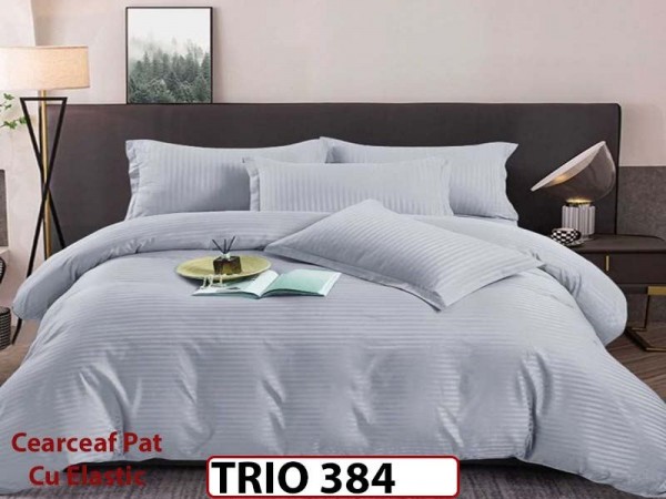 Lenjerie din damasc finetat 4 piese cearceaf cu elastic - TRIO384 Lenjerie din damasc finetat 4 piese cearceaf cu elastic - TRIO384