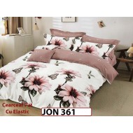 Lenjerie din finet  6 piese cearceaf cu elastic - JON361