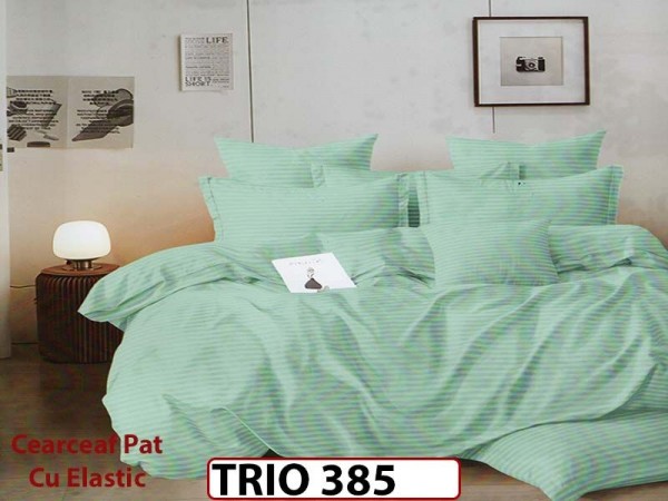 Lenjerie din damasc finetat 4 piese cearceaf cu elastic - TRIO385 Lenjerie din damasc finetat 4 piese cearceaf cu elastic - TRIO385