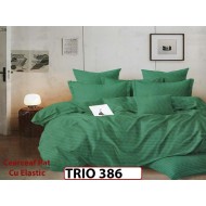 Lenjerie din damasc finetat  4 piese cearceaf cu elastic - TRIO386