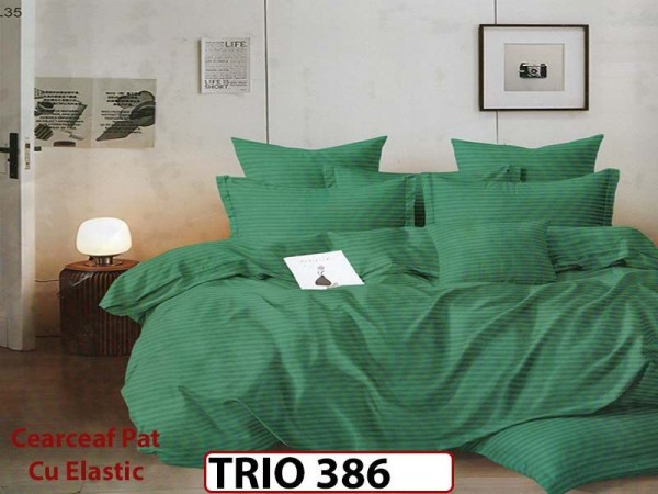 Lenjerie din damasc finetat 4 piese cearceaf cu elastic - TRIO386 Lenjerie din damasc finetat 4 piese cearceaf cu elastic - TRIO386