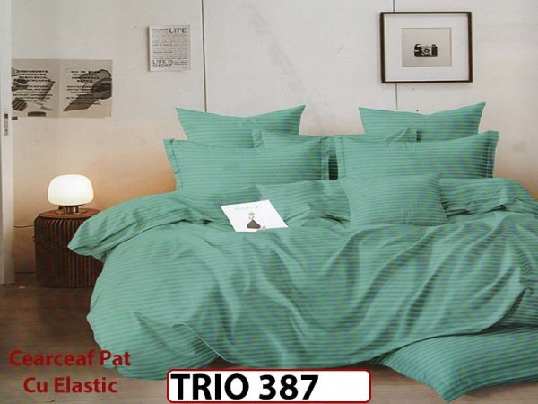 Lenjerie din damasc finetat 4 piese cearceaf cu elastic - TRIO387 Lenjerie din damasc finetat 4 piese cearceaf cu elastic - TRIO387