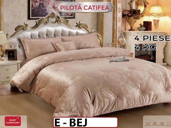 Pilota din Catifea cu 4 Piese - E BEJ Pilota din Catifea cu 4 Piese - E BEJ