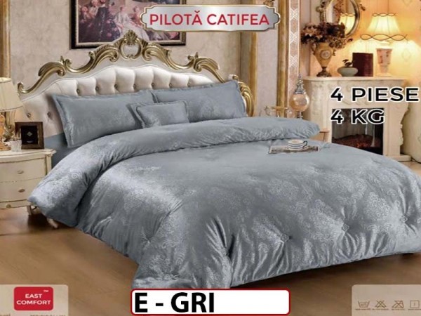 Pilota din Catifea cu 4 Piese - E GRI Pilota din Catifea cu 4 Piese - E GRI