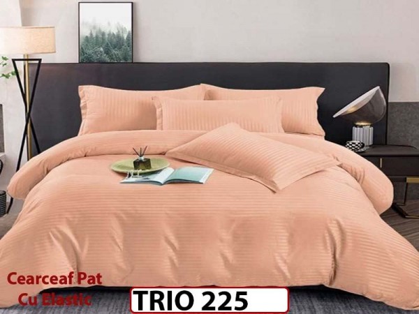 Lenjerie din damasc finetat  6 piese cearceaf cu elastic - TRIO 225