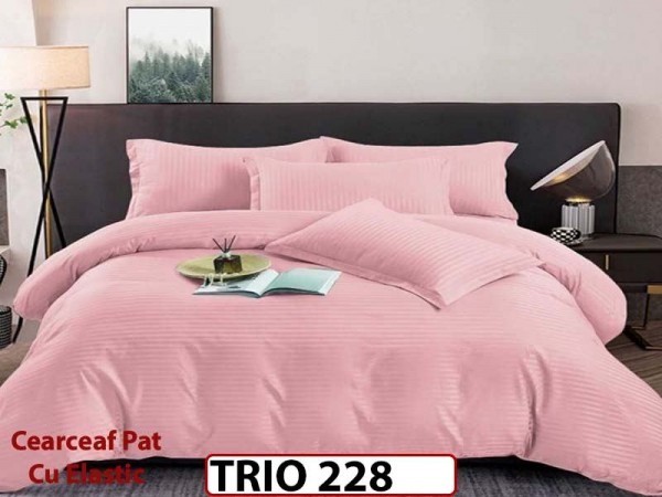 Lenjerie din damasc finetat  6 piese cearceaf cu elastic - TRIO 228 Lenjerie din damasc finetat  6 piese cearceaf cu elastic - TRIO 228