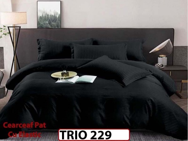 Lenjerie din damasc finetat  6 piese cearceaf cu elastic - TRIO 229 Lenjerie din damasc finetat  6 piese cearceaf cu elastic - TRIO 229