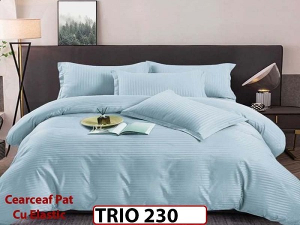 Lenjerie din damasc finetat  6 piese cearceaf cu elastic - TRIO 230