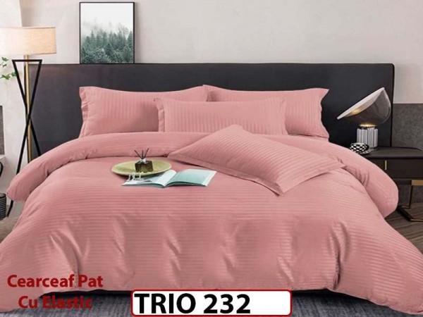 Lenjerie din damasc finetat  6 piese cearceaf cu elastic - TRIO 232 Lenjerie din damasc finetat  6 piese cearceaf cu elastic - TRIO 232