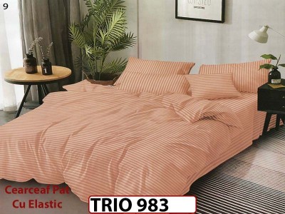 Lenjerie din damasc finetat  6 piese cearceaf cu elastic - TRIO983 Lenjerie din damasc finetat  6 piese cearceaf cu elastic - TRIO983