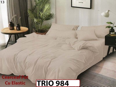 Lenjerie din damasc finetat  6 piese cearceaf cu elastic - TRIO984 Lenjerie din damasc finetat  6 piese cearceaf cu elastic - TRIO984