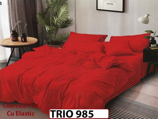 Lenjerie din damasc finetat  6 piese cearceaf cu elastic - TRIO985 Lenjerie din damasc finetat  6 piese cearceaf cu elastic - TRIO985