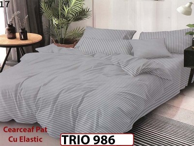 Lenjerie din damasc finetat  6 piese cearceaf cu elastic - TRIO986 Lenjerie din damasc finetat  6 piese cearceaf cu elastic - TRIO986