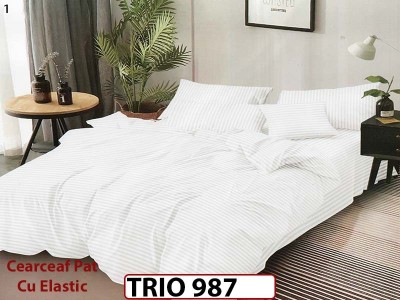 Lenjerie din damasc finetat  6 piese cearceaf cu elastic - TRIO987 Lenjerie din damasc finetat  6 piese cearceaf cu elastic - TRIO987