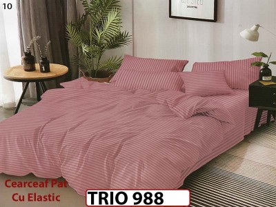 Lenjerie din damasc finetat  6 piese cearceaf cu elastic - TRIO988 Lenjerie din damasc finetat  6 piese cearceaf cu elastic - TRIO988