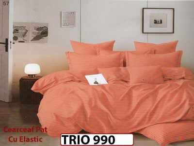 Lenjerie din damasc finetat  6 piese cearceaf cu elastic - TRIO990 Lenjerie din damasc finetat  6 piese cearceaf cu elastic - TRIO990