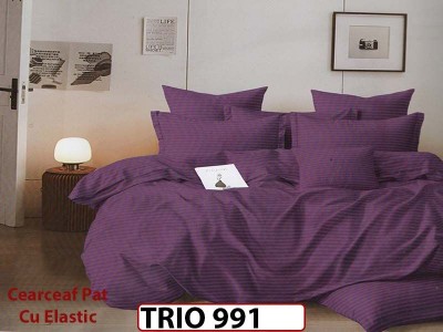 Lenjerie din damasc finetat  6 piese cearceaf cu elastic - TRIO991 Lenjerie din damasc finetat  6 piese cearceaf cu elastic - TRIO991