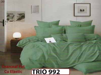 Lenjerie din damasc finetat  6 piese cearceaf cu elastic - TRIO992 Lenjerie din damasc finetat  6 piese cearceaf cu elastic - TRIO992